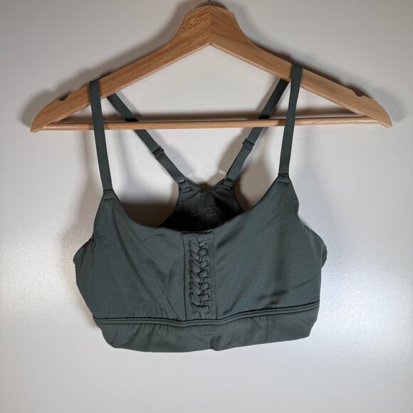 Aerie OFFLINE The Hugger Crackle Sports Bra Medium Green Racerback Active - Picture 2 of 11